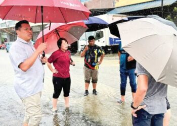 PEI LING ketika mengadakan lawatan di sekitar kawasan yang dilanda banjir.