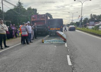 KEADAAN Muhammad Sahrul Aiman Anuar yang maut dalam kemalangan di Kampung Jabi, Besut, hari ini.