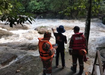 LOKASI seorang wanita dihanyutkan arus deras di Taman Eko Rimba Sungai Sedim di Kulim. - IHSAN BOMBA