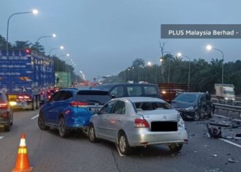 KEADAAN kemalangan berlaku Kilometer 274.9 Lebuhraya Utara-Selatan (Arah Utara) antara laluan Bandar Ainsdale ke Nilai, Seremban pagi tadi.-GAMBAR/MEDIA SOSIAL PLUSTRAFIK