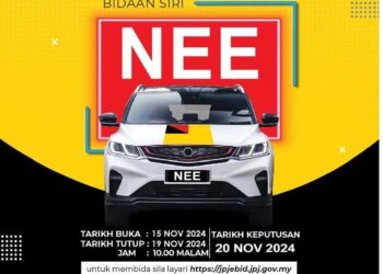 POSTER grafik notis awam bagi bidaan nombor pendaftaran siri NEE yang disiarkan di akaun media sosial JPJ Negeri Sembilan baru-baru ini.