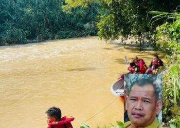 OPERASI SAR Mokthar Othman (gambar kecil) yang dipercayai lemas kerana tergelincir di Sungai Pengkalan, Taman Persisiran Sungai, Melaka diteruskan pada hari kedua.