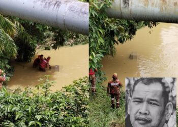 MAYAT Mokthar Othman yang dipercayai lemas kerana tergelincir di Sungai Pengkalan, Taman Persisiran Sungai, Melaka ditemukan anggota SAR.