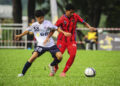 AKSI Pemain AMD Dream ketika menentang pasukan dari Jepun,Fagiano Okayama dalam saingan bawah 14 tahun (B-14) Kejohanan Bola Sepak Piala Supermokh 2024, hari ini.