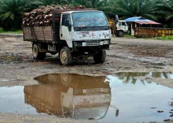 masih ada ‘lori hantu’ yang beroperasi menghantar buah sawit ke kilang di tanah rancangan Felda Bukit Sagu dan Felda Lepar Hilir 3. – Utusan/SHAIKH AHMAD RAZIF