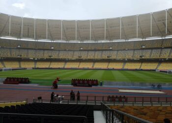 KEADAAN terkini padang Stadium Nasional Bukit Jalil menjelang aksi Harimau Malaya menentang Timor Leste dalam kempen Piala ASEAN 2024, malam ini.