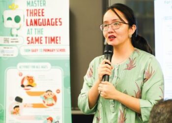 MICHELLE Ng Mei Sze menyampaikan ucapan dalam program Community Outreach for Parents with ADHD, Autism & Neurodivergent Child di Stem 4All Maker Space, Da Men Mall USJ.