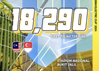 ANGKA jualan tiket Malaysia menentang Singapura dalam aksi Kumpulan A Piala ASEAN 2024 dijangka terus meningkat. - Ihsan FAM