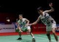 Pasangan beregu lelaki lelaki negara, Man Wei Chong dan Tee Kai Wun menang keatas pasangan Taiwan, Chiang Chien Wei dan Wy Hsuan Yi pada Kejohanan Badminton Malaysia Masters 2024, di Stadium Axiata Arena, di sini hari ini. Foto: SHIDDIEQIIN ZON