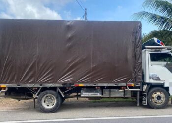 LORI yang membawa anak pokok kelapa dan rambutan berpenyakit berjaya dirampas PGA dalam serbuan di Kampung Telaga Bata, Tumpat, Kelantan.