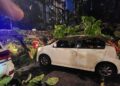 ANTARA kereta yang dihempap pokok besar ketika hujan lebat di ibu negara, hari ini