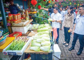 NGA Kor Ming (kiri) ketika melawat Pasar Canning di Ipoh, Perak semalam.