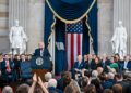 DONALD Trump berucap pada Majlis Pelantikan Presiden Amerika Syarikat ke-47 di Capitol, Washington, semalam. - AFP