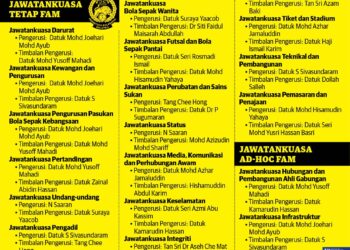 Senarai pengerusi jawatankuasa di bawah kepemimpinan baharu FAM. - GRAFIK UTUSAN