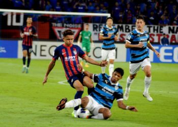 AKSI Pemain Sayap JDT, Arif Aiman Hanafi  pada perlawanan ACLE berdepan Pohang Steelers FC di Stadium Sultan Ibrahim, Iskandar Puteri.