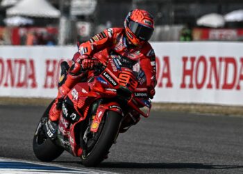 MARC Marquez ketika sesi latihan di Litar Antarabangsa Buriram, Thailand, hari ini. - AFP