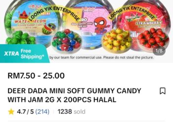 TANGKAP layar gula-gula gummy masih dijual di platform media sosial.