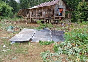 STOR padi huma dan peralatan solar yang dirosakkan gajah di Kampung Perangkap, Lipis, Pahang.