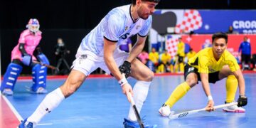 AKSI Malaysia menentang Argentina pada saingan Kumpulan B Piala Dunia Hoki Dalam Dewan di Croatia, hari ini. - FOTO IHSAN FIH