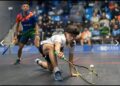 HARITH Danial Jefri (depan) sewaktu beraksi menentang Arihant Kalamangalam Sunil pada separuh akhir Kejohanan Skuasy Berpasukan Remaja Asia 2025 di Hong Kong, hari ini. - Ihsan Hong Kong Squash