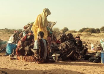 WARGA Sudan yang melarikan diri dari kem Zamzam berkumpul berhampiran bandar Tawila di Darfur Utara.-AFP