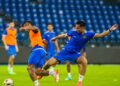 Pemain skuad Harimau Malaya menjalani latihan harian di Johor Bahru, kelmarin sebagai persiapan menentang Nepal dalam kelayakan Piala Asia 2027 pada Selasa depan. – IHSAN  FAM