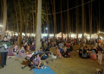 SEBAHAGIAN daripada pengunjung Pesta Moreh Rhu Berderu 2.0 di Laman Pokok Rhu, Jalan Pantai, Kampung Sura Tengah, Dungun, Terengganu, semalam.