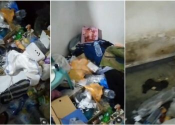 LONGGOKAN sampah yang dikeluarkan dari almari penghuni sebuah bilik di Makassar, Indonesia. - AGENSI