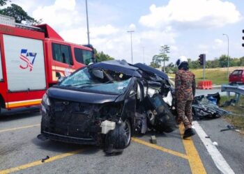 KEADAAN kenderaan pelbagai guna yang terlibat dalam kemalangan maut di simpang empat Kampung Lebu berhampiran susur ke Lebuh Raya Central Spine Road (CSR) di Bentong, Pahang.