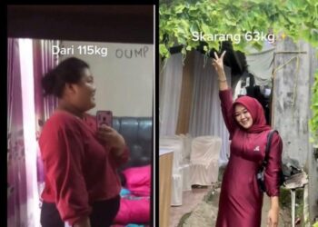 KISAH Mia Risalinda yang berjaya menurunkan berat badan, menjadi tular di media sosial. - AGENSI