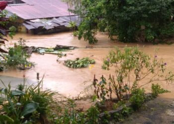 Keadaan banjir  di daerah Larut, Matang dan Selama sehingga ada mangsa terpaksa dipindahkan berikutan penempatan mereka dinaiki air.