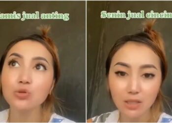 TANGKAP layar video yang menunjukkan seorang wanita memaklumkan dia menjual semua barangan peribadinya bagi mendapatkan duit belanja di Indonesia. - AGENSI