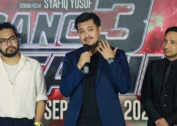 SYAFIQ Yusof (tengah) bersama Zizan Razak (kanan) dan Johan Raja Lawak (kiri) pada sidang media Abang Long Fadil 3 di The Grounds KL, Kuala Lumpur, baru-baru ini. - FOTO/AFIQ RAZALI