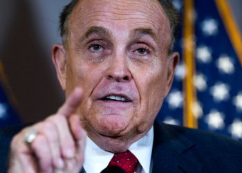 UNITED STATES - NOVEMBER 19 (FILE): Rudolph Giuliani, attorney for President Donald Trump, conducts a news conference at the Republican National Committee on lawsuits regarding the outcome of the 2020 presidential election on Thursday, November 19, 2020. (Photo By Tom Williams/CQ-Roll Call, Inc via Getty Images)