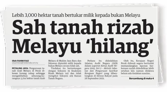 Rizab Melayu Diganti Tanah Nilai Lebih Rendah