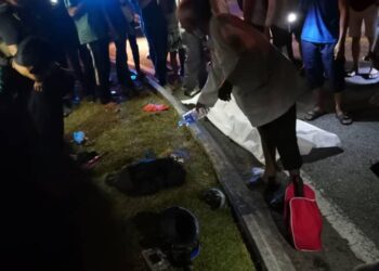 KEADAAN  kemalangan di Nilai, Negeri Sembilan, malam semalam yang meragut nyawa seorang penghantar makanan Food Panda. - MEDIA SOSIAL