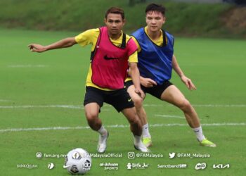 Faisal Halim ketika menjalani sesi latihan hari kedua bersama Skuad Kebangsaan di sini hari ini.-IHSAN FAM