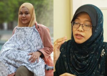 Khamsiah Muda (kanan) Siti Eaishah (kiri) membangkitkan isu ilmu dalam merealisasikan penyusuan bayi.