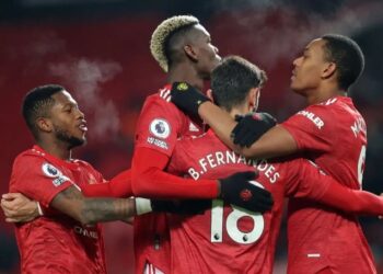 PEMAIN Manchester United meraikan kemenangan ke atas Aston Villa pagi tadi.