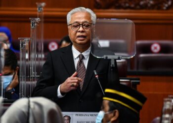 ISMAIL Sabri Yaakob ketika membentangkan RMK12 di Dewan Negara hari ini. - FOTO PENERANGAN