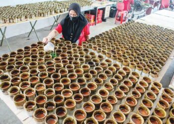 IZZAINIZA Zarini Ismail menyiapkan kuih bakul yang ditempah pelanggan yang kebanyakannya dalam kalangan orang Melayu dari seluruh negara di Yan, Kedah semalam. di sini hari ini. -FOTO/SHAHIR NOORDIN