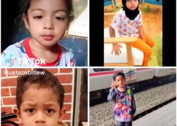 GAMBAR empat beradik - Puteri Aisyah Thein Ko Htut, 8, Mohd. Hakim, 6, Mustakim, 4, dan Fatihah Aisyah, 3, yang maut dalam kebakaran di Kampung Sabak Awor semalam selamat dikebumikan dalam satu liang lahat di Tanah Perkuburan Islam Batu 6, Bakri, semalam.