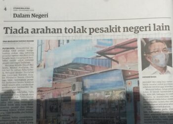 KERATAN akhbar Utusan Malaysia 28 Disember 2020.