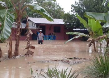 Rumah penduduk yang dinaiki air di Kuala Nerang, Padang Terap, Kedah, semalam. Setakat semalam, 273 mangsa dari tiga daerah yang terjejas dipindahkan ke pusat pemindahan sementara.