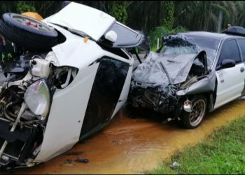 KEADAAN kenderaan yang terlibat dalam kemalangan di Kilometer 57, Jalan Jerangau-Jabor berhampiran Felda Jerangau di Dungun, Terengganu hari ini.