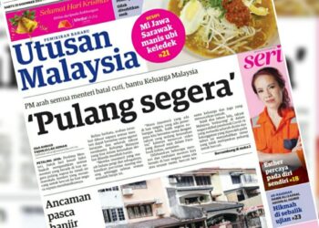 KERATAN akhbar Utusan Malaysia Sabtu lalu.