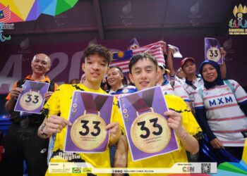 PEMAIN para ping pong negara, Chee Chaoming & Brady Chin menyumbang emas ke-33 yang juga sasaran awal kontinjen negara di Sukan Para ASEAN Kemboja 2023.-IHSAN MPM