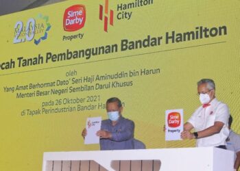 Majlis Pecah Tanah Pembangunan Bandar Hamilton di Nilai oleh Aminuddin Harun, semalam.