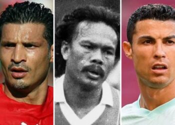 MOKHTAR Dahari menjadi penjaring gol kedua terbanyak selepas Cristiano Ronaldo (kanan) dan Ali Daei.