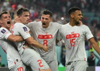 XHERDAN
Shaqiri meraikan gol pertama Switzerland ketika menentang Serbia dalam aksi terakhir Kumpulan G di Stadium 974, Doha semalam. – AFP